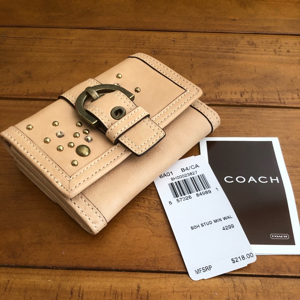 NWT Vintage Coach Swarovski Leather Wallet